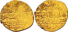 Egypt and Syria Bahri Mamluks. al-Nasir Muhammad I. Third reign, AH 709-741 / AD 1310-1341. AV Dinar (23.5mm, 7.50 g, 6h). Uncertain mint. Dated AH 740 (AD 1339/40). al-sultan in top line on reverse, 