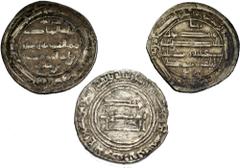 Large Lots ISLAMIC. ABBASID. Lot of three (3) AR Dirhams. All coins: temp. Al-Mansur, AH 136-158 / AD 754-775. AR Dirham, Al-Hashimiya mint, dated AH 139. Album 213.1 // Al-Hadi, AH 169-170 / AD 785-7
