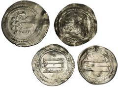 Large Lots ISLAMIC. MISCELLANEOUS. Lot of four (4) AR Dirhams. All coins: ABBASID. temp. Al-Rashid, AH 170-193 / AD 786-809. AR Dirham, Tabaristan mint, dated AH 192 // Al-Mu'tadid, AH 279-289 / AD 89