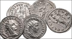 ROMAN. Imperial. Lot of five (5) AR Antoniniani Herennia Etruscilla and Trebonianus Gallus. Includes: Herennia Etruscilla. RIC IV 58b // Trebonianus Gallus. RIC IV 82 // 87 // 89 // 93. All Antioch mi