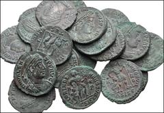 ROMAN. Imperial. Lot of Nineteen (19) Æ from Valentinian I to Gratian. Includes: Mostly Siscia mint, but a few others as well. Valentinian I (7) // Valens (10) // Gratian (2). Good Fine to VF, unclean