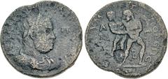 Roman Provincial CILICIA, Tarsus. Balbinus. AD 238. Æ (34mm, 24.41 g, 6h). Laureate, draped, and cuirassed bust right, seen from the front / Herakles standing facing, head left, wrestling Antaeus, hol
