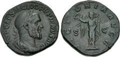 Roman Imperial Pupienus. AD 238. Æ Sestertius (30mm, 19.73 g, 11h). Rome mint. 1st emission. Laureate, draped, and cuirassed bust right / Victory standing left, holding wreath and palm frond. RIC IV 2
