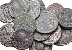 ROMAN. Imperial. Lot of fifteen (15) Æ from Aurelian to Constantius II. Includes: Aurelian. Antoninianus (4) // Tacitus. Antoninianus // Probus. Antoninianus (4) // Galeria Valeria. Æ Follis // Helena