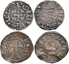 EARLY MEDIEVAL. Crusaders. Lot of Two (2) BI Deniers of Frankish Greece. All coins: BI Denier. Cross pattée / Chateau tournois. Near Fine, one cracked. LOT SOLD AS IS, NO RETURNS. Two (2) coins in lot