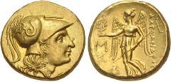 Greek KINGS of MACEDON. Philip III Arrhidaios. 323-317 BC. AV Stater (18mm, 8.56 g, 11h). In the name and types of Alexander III. Abydos mint. Struck under Leonnatos, Arrhidaios, or Antigonos I Monoph