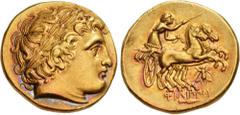 Greek KINGS of MACEDON. Philip III Arrhidaios. 323-317 BC. AV Stater (18mm, 8.56 g, 11h). In the types of Philip II. Magnesia on the Maeander mint. Struck under Menander or Kleitos, circa 322-319 BC. 