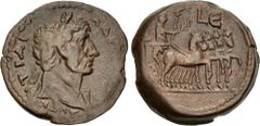 The Beniak Collection of Alexandrian Coinage EGYPT, Alexandria. Hadrian. AD 117-138. Æ Hemidrachm (27mm, 12.78 g, 12h). Dated RY 5 (AD 120/1). AVT KAI TPAI A∆[PIA CЄB], laureate bust right, slight dra