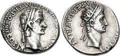 Roman Imperial Gaius (Caligula), with Divus Augustus. AD 37-41. AR Denarius (17.5mm, 3.69 g, 3h). Lugdunum (Lyon) mint. Last emission, from 1 January AD 41. C CAESAR • AVG PON • M • TR • POT IIII • CO