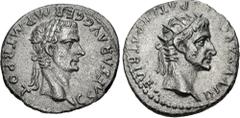 Roman Imperial Gaius (Caligula), with Divus Augustus. AD 37-41. AR Denarius (18.5mm, 3.48 g, 3h). Lugdunum (Lyon) mint. 2nd emission, 2nd phase, late AD 37-early 38. Laureate head of Gaius (Caligula) 