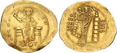 Byzantine Alexius I Comnenus. 1081-1118. AV Hyperpyron (30.5mm, 4.31 g, 6h). Constantinople mint. Struck 1092/3-1118. Christ Pantokrator enthroned facing / Alexius standing facing, wearing crown and c