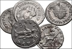ROMAN. Imperial. Lot of five (5) Antioch mint AR Antoniniani from Philip I to Trebonianus Gallus. Includes: Philip I. RIC IV 78 // Philip II. RIC IV 240a // Trebonianus Gallus. RIC IV 82 // 89 // 92. 