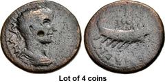 Lot of 4 coins. (443.1) THESSALY, Magnetes. Gordian III. AD 238-244. Æ Diassarion (25mm, 9.69 g, 6h). ΜΑΑΝ l. up, [ΓΟΡΔΙΑΝ]ΟC r. down, radiate and draped bust of Gordianus r., border of dots / [Γ]ΩΜΑΓ