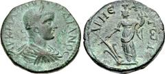 LYCIA, Arneae. Gordian III. AD 238-244. Æ (29mm, 16.52 g, 12h). AV K MAP ANT ΓOPΔIANOC, laureate, draped, and cuirassed bust right / APNЄ-A-TωN, Tyche standing left, holding rudder in right hand and c