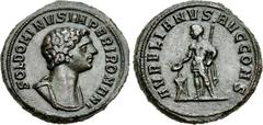 Aurelian. AD 270-275. Æ As (25mm, 7.68 g, 12h). Serdica mint. 7th emission, April-November AD 274. SOL DOMINVS IMPERI ROMANI, draped bust of Sol right / AVRELIANVS AVG CONS, Aurelian standing left, ho