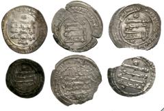 Large Lots ISLAMIC. ABBASID. Lot of six (6) AR Dirhams. All coins: Al-Mutawakkil, AH 232-247 / AD 847-861. AR Dirham, Dimashq mint, dated AH 247. Album 230.4 // Al-Muqtadir, AH 295-320 / AD 908-932. A