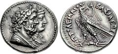 PTOLEMAIC KINGS of EGYPT. Ptolemy IV Philopator. 222-205/4 BC. AR Tetradrachm (26mm, 14.06 g, 12h). Alexandreia mint. Struck circa 217-215/0 BC. Jugate draped busts right of Serapis and Isis / BAΣIΛEΩ