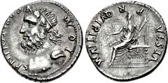 Civil War. AD 68-69. AR Denarius (17mm, 3.50 g, 5h). Uncertain mint in Southern Gaul. Struck circa 69. IO M CAPITOLINVS, diademed heroic bust of Jupiter Capitolinus left, with slight drapery / VESTA P