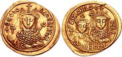 Michael III "the Drunkard", with Theodora and Thecla. 842-867. AV Solidus (21mm, 4.41 g, 6h). Constantinople mint. Struck 842-circa 850. + ӨЄO∂O RA ∂ЄSPVn’ A, facing bust of Theodora, wearing crown wi
