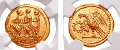 SKYTHIA, Geto-Dacians. Koson. Mid 1st century BC. AV Stater (19mm, 8.51 g, 12h). Roman consul accompanied by two lictors; monogram to left / Eagle standing left on scepter, holding wreath in talon; KO