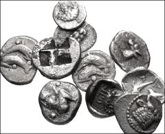 GREEK. Northern Greece. Lot of ten (10) AR fractions from Thrace and Macedon. Includes: THRACO-MACEDONIAN REGION, Siris. AR 1/8 Stater - Trihemiobol // ISLANDS off THRACE, Thasos. AR Obol (2) // AR He