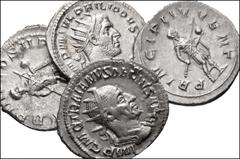 ROMAN. Imperial. Lot of four (4) AR Antoniniani from Gordian III to Trajan Decius. Includes: Gordian III // Philip I // Philip II // Trajan Decius. VF to Good VF, faint scratches on the cheek of Phili
