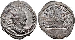 Postumus. Romano-Gallic Emperor, AD 260-269. AR Antoninianus (21mm, 2.98 g, 6h). Treveri (Trier) mint, 1st officina. 1st emission, 1st phase, AD 260. IMP C M CA[SS] LAT POSTIMVS P F AVG, radiate, drap