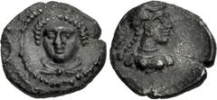 Greek CILICIA, Tarsos. Tarkumuwa (Datames). Satrap of Cilicia and Cappadocia, 384-361/0 BC. AR Twenty-fourth Stater – Hemiobol (7.5mm, 0.36 g, 6h). Struck circa 380 BC. Head of female facing slightly 