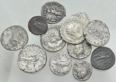 Large Lots ROMAN. Imperial. Lot of twelve (12) silver issues. Includes: AR Denarius (6) // Gordian III. AR Antoninianus (5) // AR Siliqua (1). Average VF - Good VF, the siliqua with flan crack. LOT SO