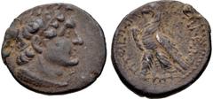 PTOLEMAIC KINGS of EGYPT. Ptolemy V Epiphanes. 204-180 BC. AR Didrachm (23mm, 6.85 g, 1h). Arados mint. Dated CY 108 (152/1 BC). Diademed bust of Ptolemy I right, wearing aegis / Eagle standing left o