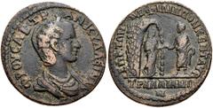 LYDIA, Tralles. Tranquillina. Augusta, AD 241-244. Æ (29mm, 10.93 g, 12h). Philippus Centaurus, magistrate. Diademed and draped bust right / Io standing right in the door of her father’s cow-shed, cla