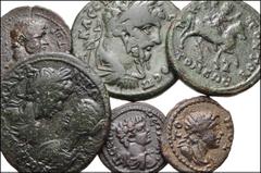 ROMAN. Provincial. Lot of six (6) miscellaneous bronzes of Tomis. Includes: Domitian. Æ 20mm. Laureate head right / Victory advancing left on globe, holding wreath and palm frond. RPC II 405; Varbanov