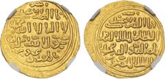 Egypt and Syria Bahri Mamluks. al-Nasir Muhammad I. AH 693-4, 698-708, 709-41 / AD 1293-4, 1299-1309, 1310-41. AV Dinar (25mm, 8.29 g, 6h). Mint-name and date not visible. Album 901/912/919. In NGC en