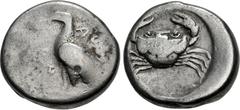 Greek SICILY, Akragas. Circa 480/78-470 BC. AR Didrachm (20.5mm, 8.25 g, 5h). Sea eagle standing left / Crab within incuse circle. Westermark, Coinage, Period I, Group IV, 249 (O841/R170); HGC 2, 97; 