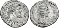 Roman Provincial SELEUCIS and PIERIA, Laodicea ad Mare. Septimius Severus, with Julia Domna. AD 193-211. BI Tetradrachm (26.5mm, 11.26 g, 12h). Struck circa AD 205-207. AYT • KAI CЄOYHPOC •• CЄB, laur