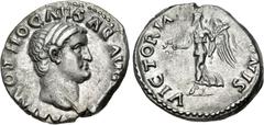 Roman Imperial Otho. AD 69. AR Denarius (17.5mm, 3.53 g, 6h). Rome mint. Struck 15 January-8 March. Bare head right / Victory advancing left, holding wreath and palm frond. RIC I 16; Muona Group 1, Ty