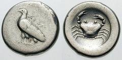 SICILY, Akragas Estimate $400 SICILY, Akragas. Circa 510-480 BC. AR Didrachm (8.51 gm). Eagle standing left / Crab. Jenkins, The Coinage of Gela Group III; SNG ANS 945 (same obverse die). VF. ($400)