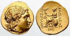 THRACE, Kings of. Lysimachos Estimate $2500 THRACE, Kings of. Lysimachos. 323-281 BC. AV Stater (8.38 gm). Odessos mint. Struck circa 3rd century BC. Head of deified Alexander right, wearing horn of A