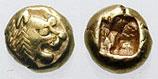 LYDIA, Kings of. Uncertain King. Estimate $300 LYDIA, Kings of. Uncertain King. Before 561 BC. EL Twelfth Stater - Hemihekte (1.17 gm). Head of roaring lion right, knob on forehead / Incuse punch. Wei