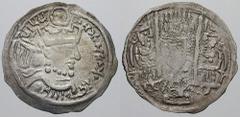 ARAB-SASANIAN. Bukhara. Estimate $300  ARAB-SASANIAN. Bukhara. Anonymous issues imitating Varhran V. Before 775 AD. AR Drachm (3.10 gm). Crowned and cuirassed Sasanian style bust right, with degraded 