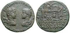 THRACE, Perinthus. In alliance with Philadelphia in Lydia. Caracalla and Geta Estimate $300  THRACE, Perinthus. In alliance with Philadelphia in Lydia. Caracalla and Geta. Æ 35mm (18.42 gm). Laureate,