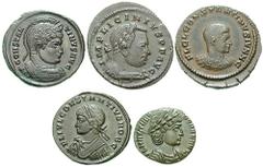 Lot of five Trier mint reduced folles of the early fourth century Estimate $300 Lot of five Trier mint reduced folles of the early fourth century. Includes: Licinius I. Genius. RIC VII 121. EF. Ex Mün