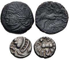CELTIC. Lot of two (2) coins from Gaul and Britain. Includes: Central Gaul. Bituriges Cubi. Vandilos. Æ Unit. Head left / Eagle standing facing, head left. D&T 2586 // Britain. Atrebates & Regni. Comm