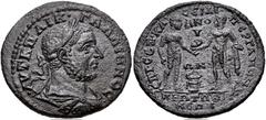 MYSIA, Pergamum. Gallienus. AD 253-268. Æ (36mm, 18.75 g, 6h). Sextus Claudius Silianus, Asiarch. Laureate, draped, and cuirassed bust right / Pergamus standing facing, head right, receiving ram's hea
