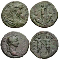 ROMAN. Provincial. Lot of two (2) bronze coins from Macedon and Bithynia. Includes: MACEDON, Stobi. Septimius Severus. Æ 24mm. Laureate, draped, and cuirassed bust right / City-goddess standing left h