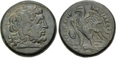 Greek PTOLEMAIC KINGS of EGYPT. Ptolemy II Philadelphos. 285-246 BC. Æ (26mm, 17.78 g, 12h). Uncertain mint in Sicily. Struck circa 264–263 BC. Laureate head of Zeus right; dotted border / Eagle, wing