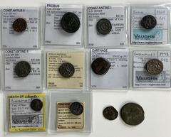 Large Lots MIXED. Greek - Roman Provincial. Lot of ten (10) bronze issues. Includes: Greek: Carthage // Late Roman bronze issues (8) // Roman Provincial of Plautilla. VF, Plautilla near Fine. LOT SOLD
