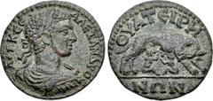 LYDIA, Thyateira. Severus Alexander. AD 222-235. Æ (25mm, 8.04 g, 6h). Laureate, draped, and cuirassed bust right / She-wolf right, suckling the twins Remus and Romulus. SNG München 675-6 (same obv. d