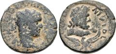 JUDAEA, Neapolis. Philip I. 244-249 CE. Æ (28mm, 11.33 g, 6h). Radiate, draped, and cuirassed bust right / Laureate bust of Zeus, slight drapery on left shoulder, right set on eagle standing left, hea