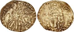 ITALY, Genova. Tommaso di Campofregoso. Doge, first tenure, 1415-1421. Pale AV Half Ducat (21mm, 1.67 g, 6h). Uncertain mint in the Black Sea region. S/L/Λ/V/R/Є/T/[I] D/V/X TC DVX IΛNVЄ, St. Laurenti